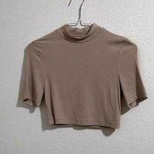 Shein Mock-Neck Rib-Knit Crop Top